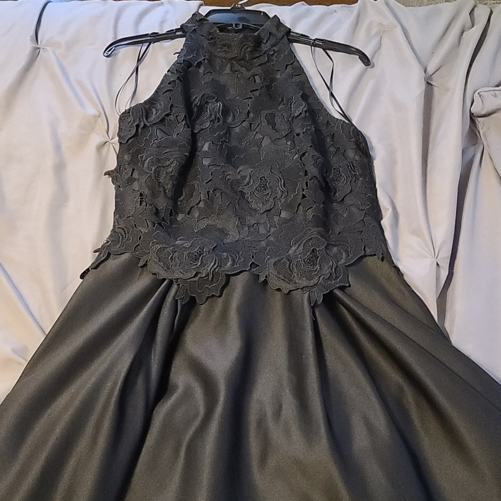 Nicole Miller 3d Lace Mock Dress Black